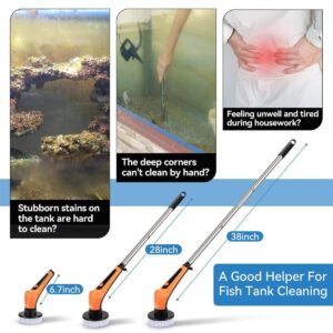 Hygger Electric Cleaning Brush kit for aquariums with interchangeable heads and various lengths for effective cleaning.