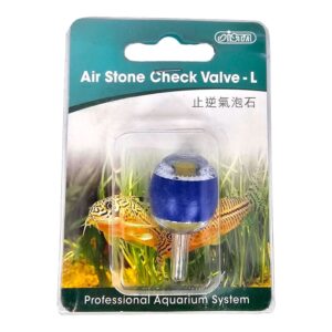 Ista Air Stone Check Valve Large in packaging for aquarium oxygen enhancement, featuring durable design and silicone check valve.