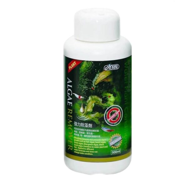 Ista Algae Remover bottle for aquariums, effective against various algae types, safe for fish and plants, 500ml size.