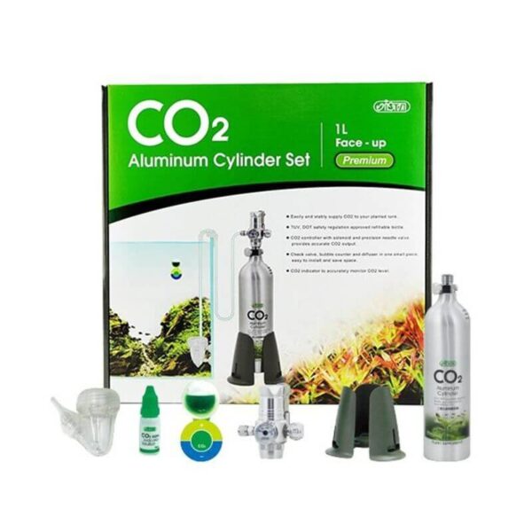 Ista Aluminum Cylinder CO2 Supply Set 1L with accessories for optimal aquarium CO2 management.