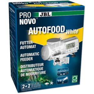 JBL AutoFood Automatic Fish Feeder packaging with timer display for precise and easy fish feeding.