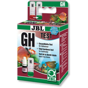 JBL GH Test Kit for freshwater aquariums, total hardness measurement with clear instructions and color change indicator.