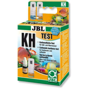 JBL KH Test Kit for measuring carbonate hardness in freshwater and saltwater aquariums and ponds with color change indicator.