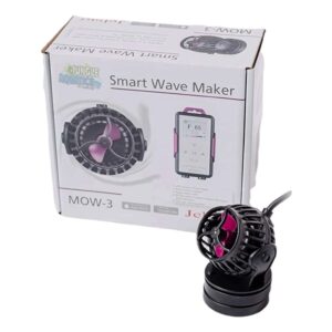 Jebao MOW Series Wifi LCD Wave Makers with packaging, showcasing the smart wave maker design and mobile app capability.