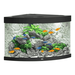 Juwel Trigon Series aquarium with vibrant fish and lush greenery, showcasing modern design and elegance.
