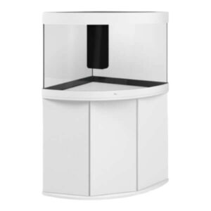 Juwel Trigon aquarium and cabinet with a modern design for corner placement, enhancing home decor and creating a tranquil atmosphere.
