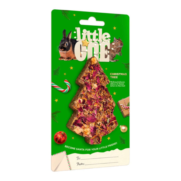 Little One Christmas Tree Treat for pets, made from meadow grasses and flower petals, perfect for festive fun.