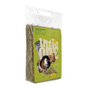 Little One Mountain Hay with Dandelion 400g package for herbivorous pets, rich in fiber for dental health and digestion.