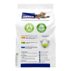 Marltons Micro Crystal Cat Litter 1.5kg with pH health indicator and colour changing technology for optimal pet care.