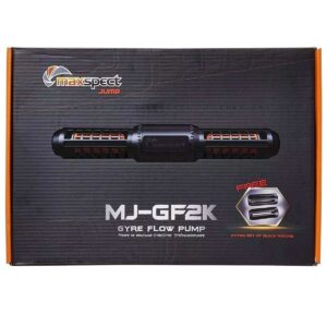 Maxspect MJ-GF2K Gyre Flow Pump packaging with extra black rotors for aquarium use.