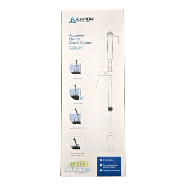 Mini Aquarium Electric Gravel Cleaner packaging showcasing features and design for effective tank maintenance.