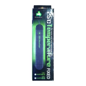 Mini aquarium heater packaging with fixed temperature of 25°C for nano and mini aquariums, featuring accurate thermostat.