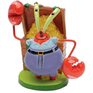 SpongeBob SquarePants Mini Mr Krabs ornament, 5.08cm, durable resin, ideal for aquariums, safe for kids and pets.