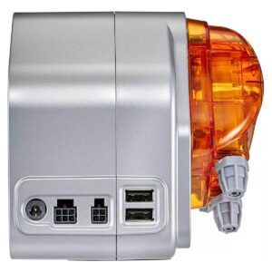 Neptune Dosing and Fluid Metering System back view showing ports and orange dosing head design.