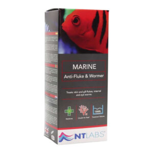 Nt Labs Marine Anti Fluke and Wormer 20ml box, treats internal worms and flukes in aquarium fish.