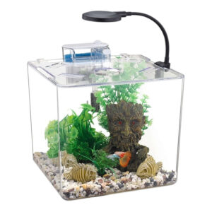Nubios Desktop Betta Bowl 12L with plants and decorative elements, designed for a stylish aquarium experience.