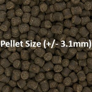 Close-up of Ocean Nutrition Formula Two Pellets, showing pellet size of approximately 3.1mm, ideal for fish feeding.
