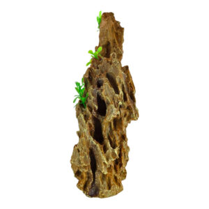Outback Rocks Aquarium Ornament with realistic rock design and green plants, ideal for aquariums and terrariums.