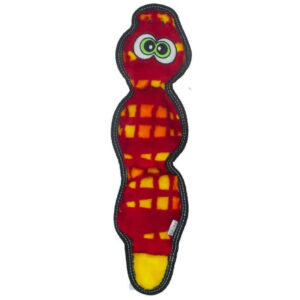 Tough Seamz Snake 3 Squeaker dog toy with vibrant colors and sturdy seams, designed for durable and messy play.