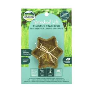 Oxbow Enriched Life Timothy Star Dish for pets, promoting natural behaviors and enrichment.