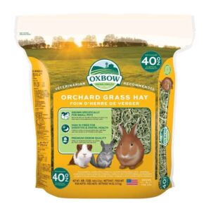 Oxbow Orchard Grass Hay package for small pets, featuring aromatic, high-fiber hay for rabbits and guinea pigs.