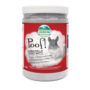 Oxbow POOF! Chinchilla Dust Bath 1.13kg, promotes natural grooming and well-being for chinchillas and small pets.