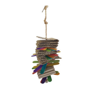 Parrot Shredding Toy #3 made from safe cardboard, designed for parrots to enjoy shredding and playing with.