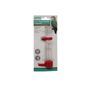 Pawise 2 in 1 Food and Water Dispenser 65ml with easy-attach design, ideal for bird cages, available in random colors.