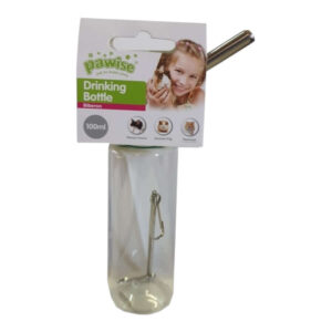 Pawise Drinking Bottle for pets, 100ml capacity with easy access nozzle, ideal for hydration and preventing spills.