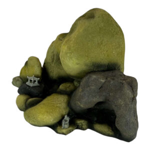 Pebble Rock Mountain Aquarium Ornament with realistic textures in olive-green and brownish-gray hues.