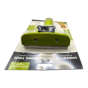 Pet undercoat deshedding tool for effective grooming and coat maintenance, designed for removing loose hair and debris.