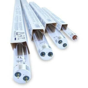 Philips UV replacement tubes in packaging, available in various sizes for water purification.