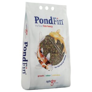 PondFin premium Koi and Goldfish food bag featuring nutritious pellets for growth and vibrant colors.