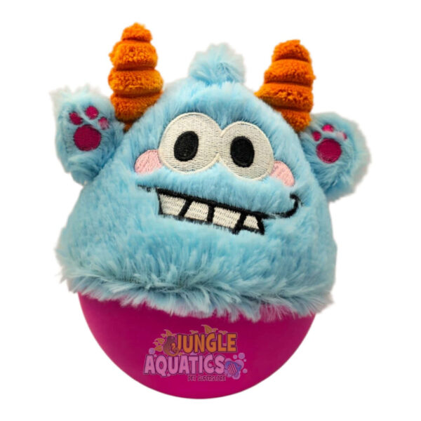 Q-Monster Wobbly Ball Dog Toy featuring a playful monster design with plush texture and sturdy base.