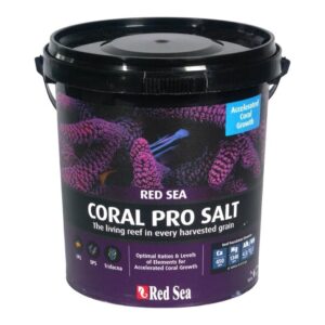 Red Sea Coral Pro Salt bucket designed for enhanced coral growth, featuring optimal calcium and mineral levels for reef aquariums.
