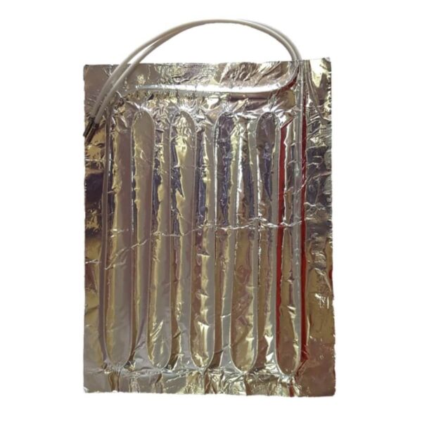 Reptile heating pad with foil surface for optimal warmth, designed for various reptile sizes and habitats.