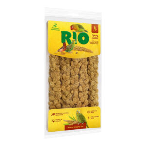 RIO Spray Millet for Birds, 100g pack, nutritious treat for parakeets and canaries, seeds on natural branches.