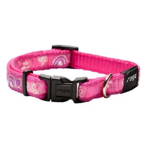 Rogz Fancy Dress Dog Collar in vibrant pink with stylish design and durable nylon webbing, perfect for special occasions.