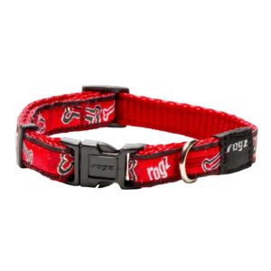 Rogz Fancy Dress Dog Collar in red with stylish bone pattern, perfect for doggy dress-up occasions.