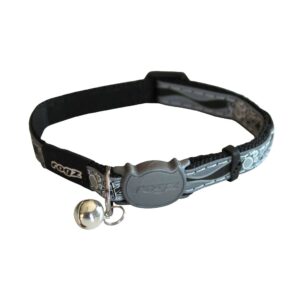Rogz Night Cat Collar with bell, adjustable design, reflective pattern for safety, suitable for cats over 6.6lbs.
