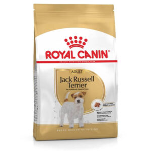 Royal Canin Jack Russell Terrier Adult Dog Food package designed for dogs over 10 months old, emphasizing breed-specific nutrition.