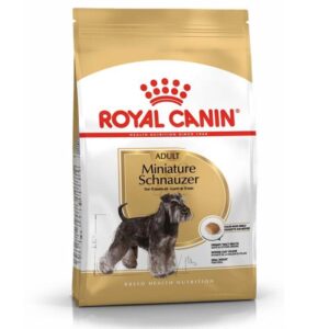 Royal Canin Miniature Schnauzer Adult Dog Food bag designed for healthy urinary support in adult Miniature Schnauzers.