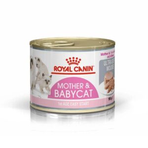 Royal Canin Mother & Babycat Instinctive Mousse 195g can for gestating queens and 1st age kittens in ultra-soft mousse format.
