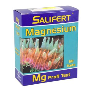 Salifert Magnesium Marine Test Kit packaging featuring coral, 50 tests for accurate magnesium assessment in aquariums.