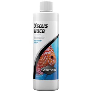 Seachem Discus Trace trace elements supplement for healthy discus fish growth and vitality in a bottle.