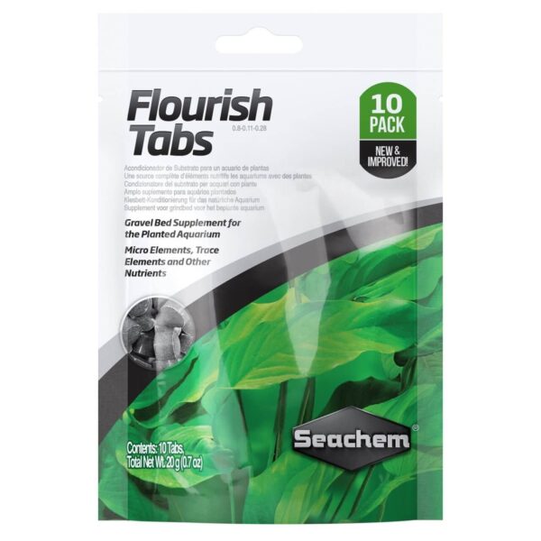 Seachem Flourish Tabs - 10 Pack gravel bed supplement for planted aquariums, enriched with micro and trace nutrients.