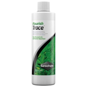 Seachem Flourish Trace bottle for planted aquarium, providing essential trace elements for healthy plant growth.
