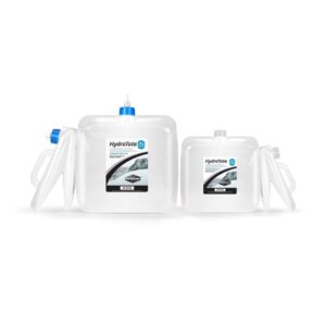 Seachem HydroTote collapsible 20L and smaller water jugs, designed for easy transport and storage.