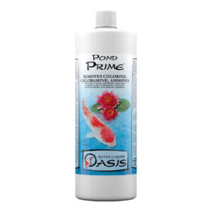 Seachem Pond Prime conditioner bottle, removes chlorine, chloramine, and detoxifies ammonia for decorative ponds.