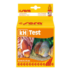 Sera kH Test Kit for measuring carbonate hardness in fresh and salt water aquariums, 15 ml packaging.